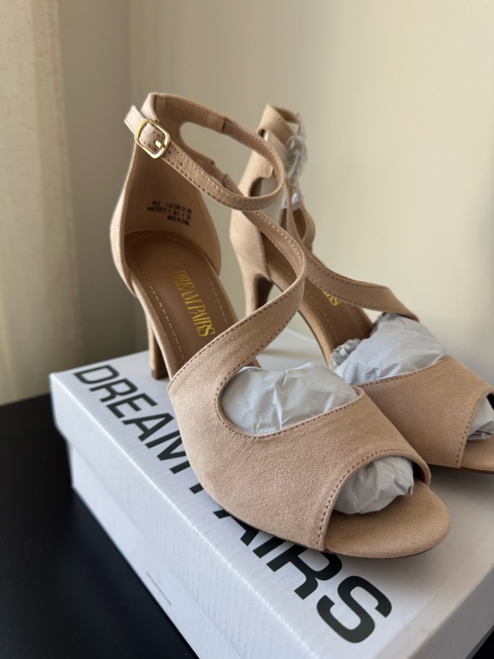 DREAM PAIRS Women's NILE Fashion Stilettos Open Toe Pump Heel Sandals- Nude, NWT - Picture 2 of 11